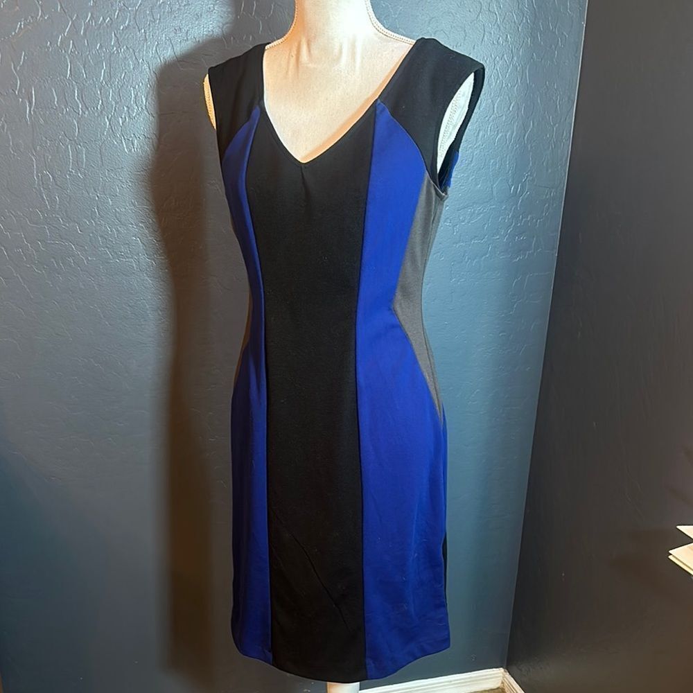 ECI‎ Elegant Blue and Black Sleeveless Dress